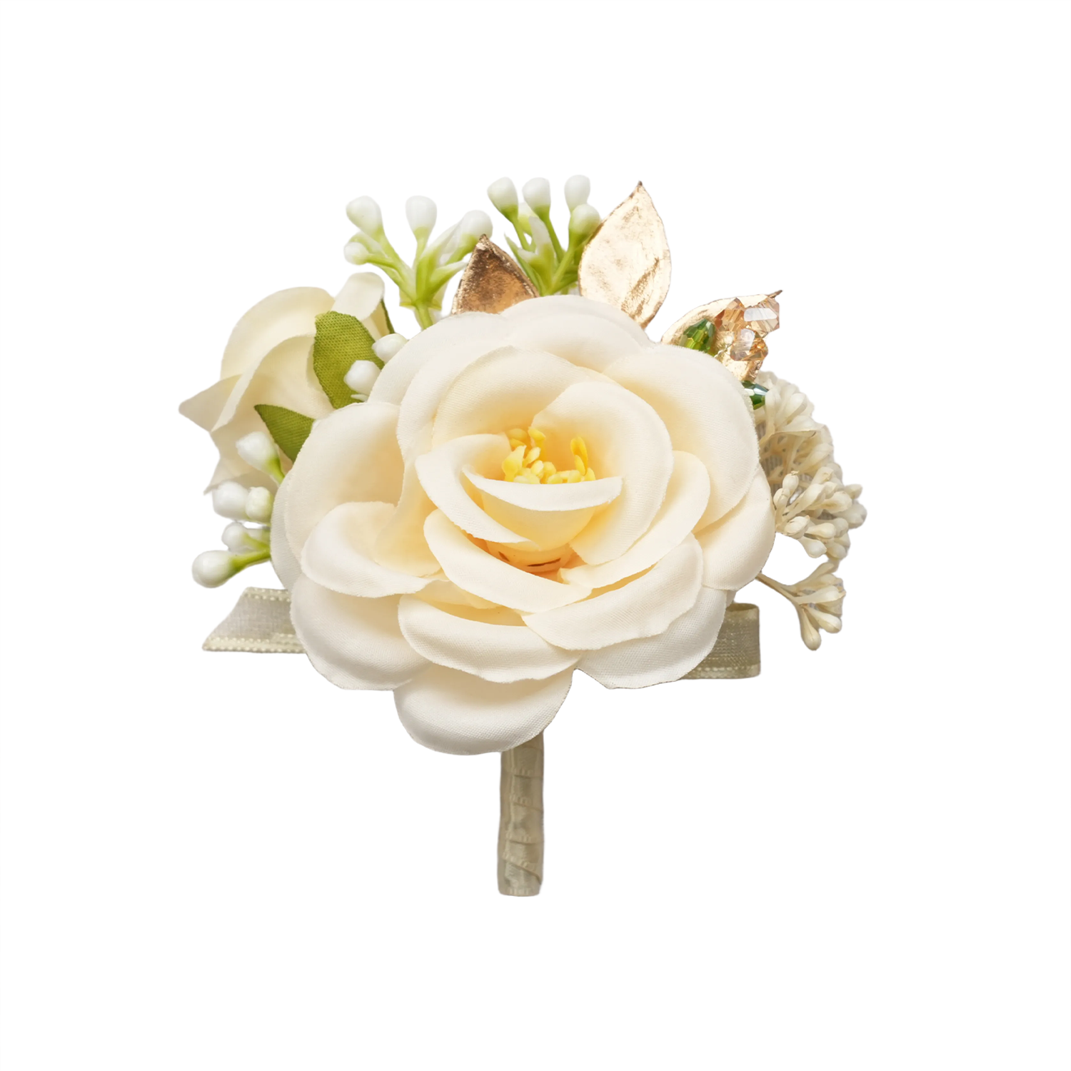 Uflower Champagne Series Bride Bouquet Wrist Corsage Groom Boutonniere Wedding Event Supplies